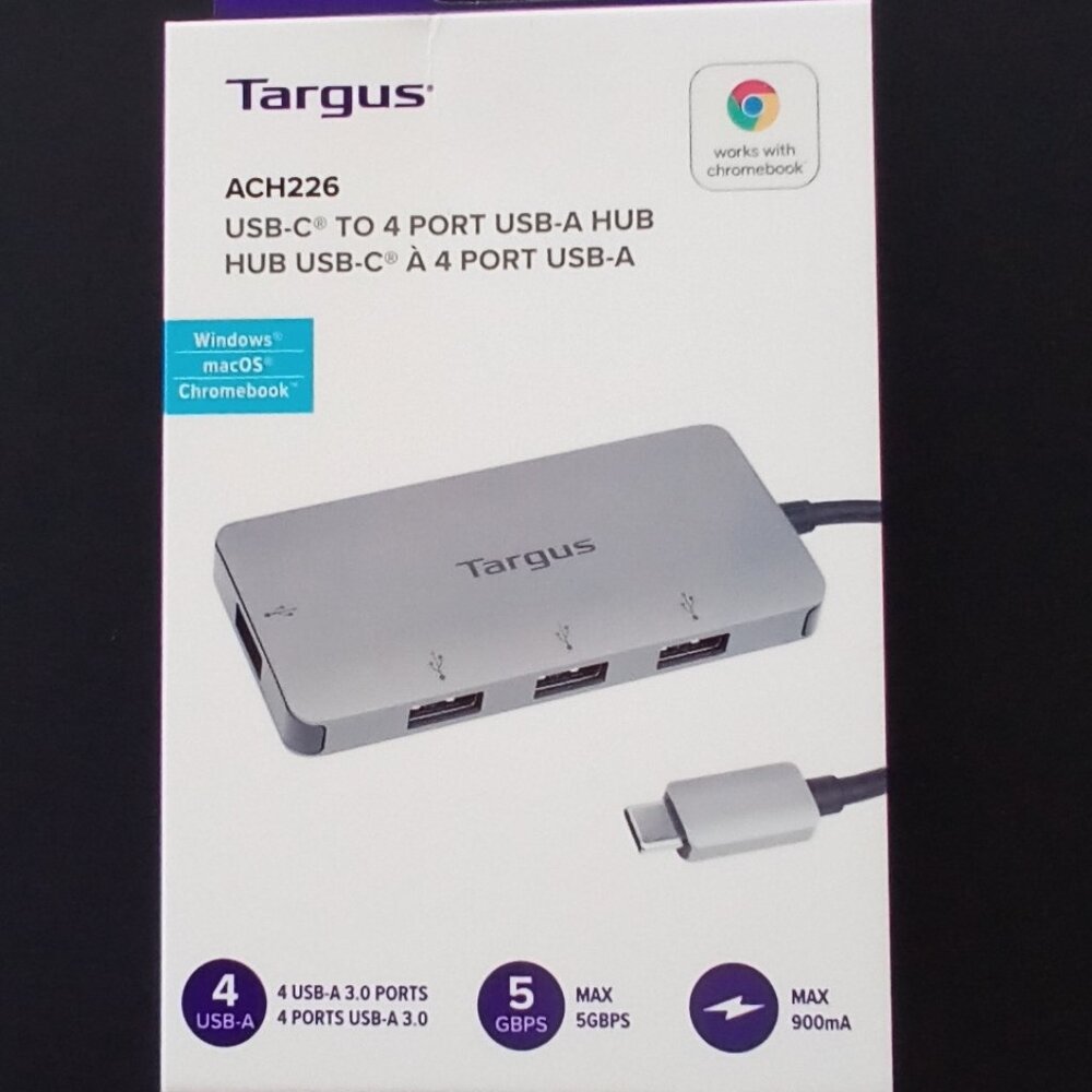 USB-C  TO  4 PORT USB-A HUB , 3.0 PORTS, MAX 5 GBPS , MAX 900mA  MODEL # ACH226